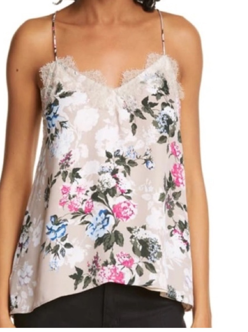 CAMI nyc tank silk lace floral top camisole style boho romantic glam chic medium